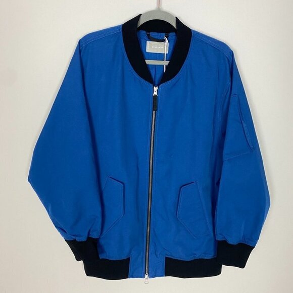 Everlane Bomber Jacket Blue Womens Small Varsity Track - Picture 2 of 8